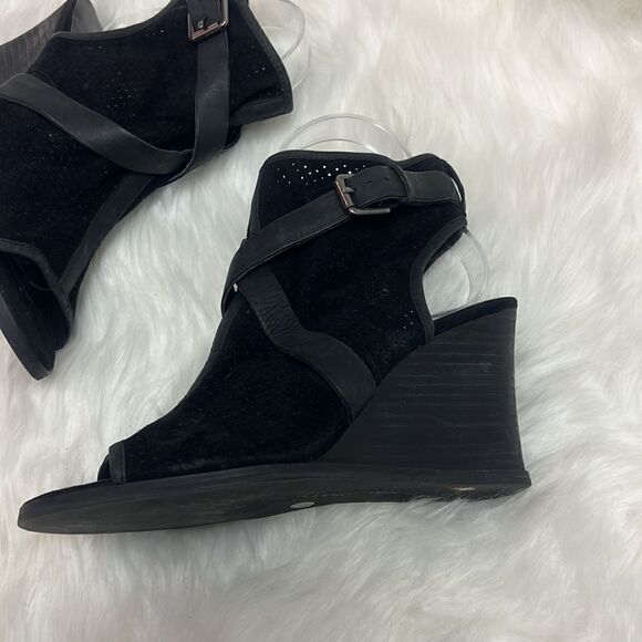 Denim supply Ralph Lauren Black Suede Peep Toe Ankle booties Size 7 BIN 16 - Picture 3 of 10